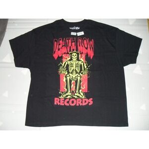 Death‎ Row Records T-Shirt Skeleton Graphic Print Hip Hop Rap Black Tee 3XL